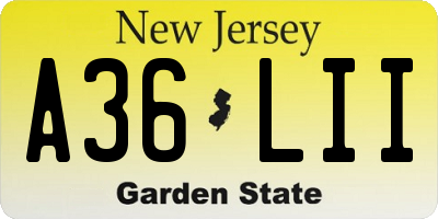 NJ license plate A36LII