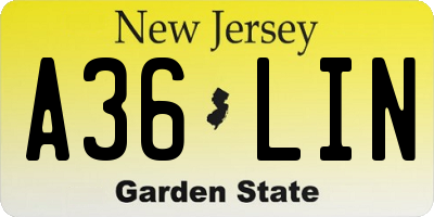 NJ license plate A36LIN
