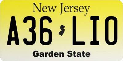 NJ license plate A36LIO