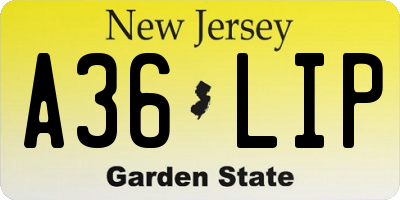 NJ license plate A36LIP