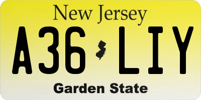 NJ license plate A36LIY