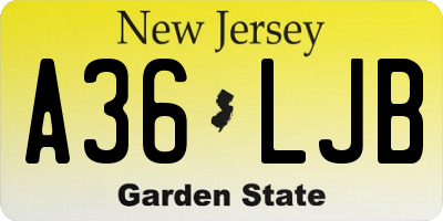 NJ license plate A36LJB