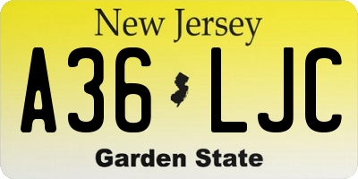 NJ license plate A36LJC