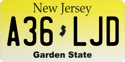 NJ license plate A36LJD