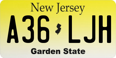 NJ license plate A36LJH
