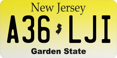 NJ license plate A36LJI