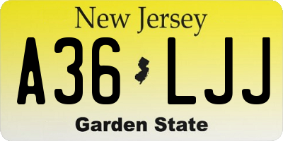 NJ license plate A36LJJ