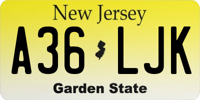 NJ license plate A36LJK