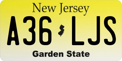 NJ license plate A36LJS