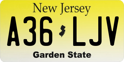 NJ license plate A36LJV