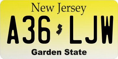 NJ license plate A36LJW