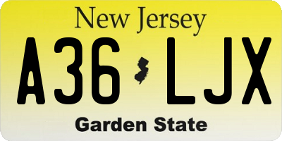 NJ license plate A36LJX
