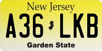 NJ license plate A36LKB