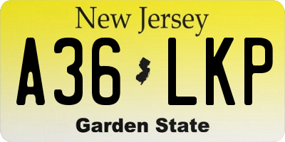NJ license plate A36LKP