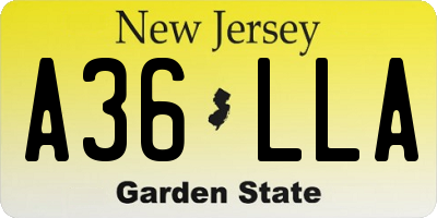 NJ license plate A36LLA