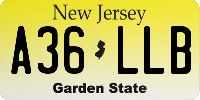 NJ license plate A36LLB
