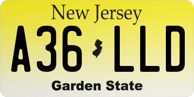 NJ license plate A36LLD