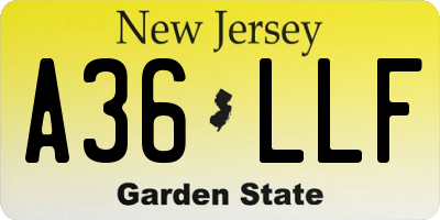NJ license plate A36LLF