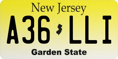 NJ license plate A36LLI