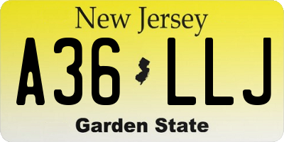 NJ license plate A36LLJ