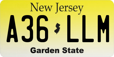 NJ license plate A36LLM