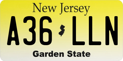 NJ license plate A36LLN