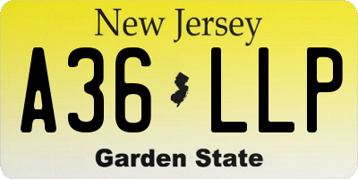 NJ license plate A36LLP