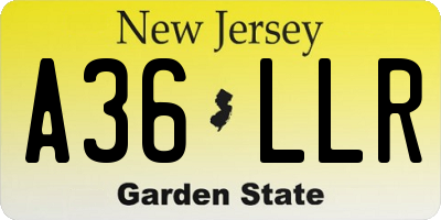 NJ license plate A36LLR