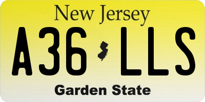 NJ license plate A36LLS