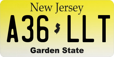 NJ license plate A36LLT