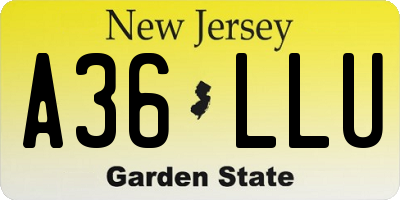 NJ license plate A36LLU