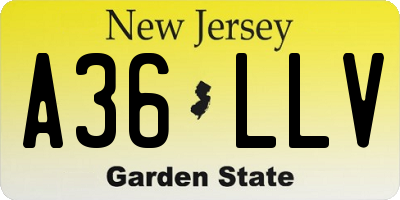 NJ license plate A36LLV