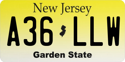 NJ license plate A36LLW