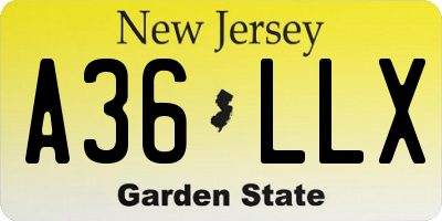 NJ license plate A36LLX