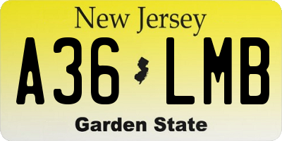 NJ license plate A36LMB