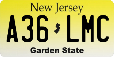 NJ license plate A36LMC