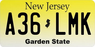 NJ license plate A36LMK