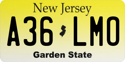 NJ license plate A36LMO