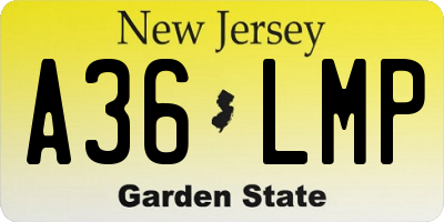 NJ license plate A36LMP