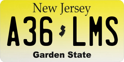 NJ license plate A36LMS