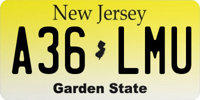 NJ license plate A36LMU