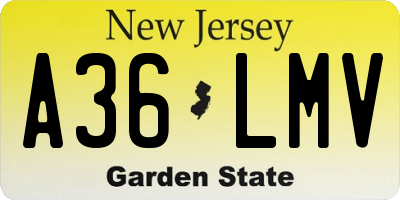 NJ license plate A36LMV