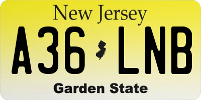 NJ license plate A36LNB