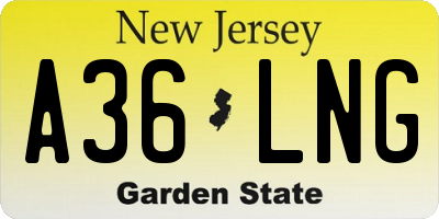 NJ license plate A36LNG