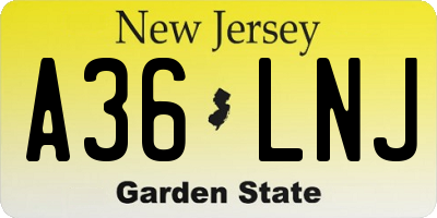 NJ license plate A36LNJ
