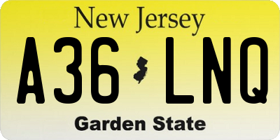 NJ license plate A36LNQ
