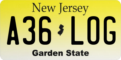 NJ license plate A36LOG