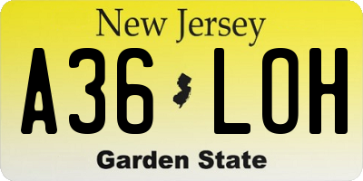 NJ license plate A36LOH