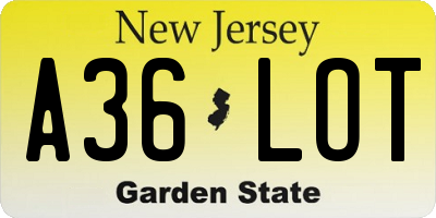 NJ license plate A36LOT