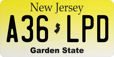 NJ license plate A36LPD